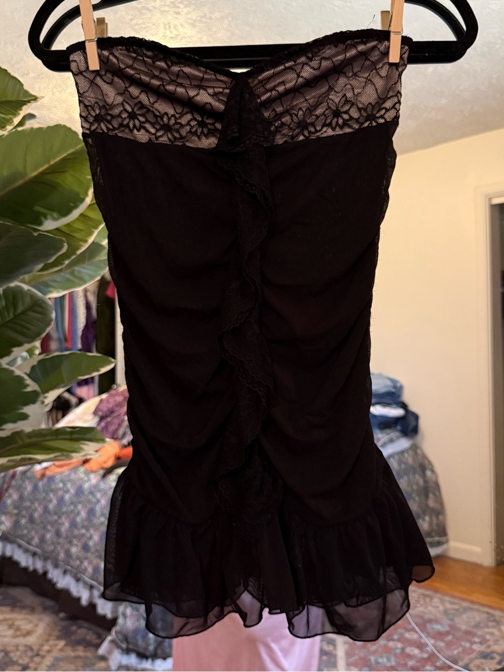 Dreamgirl Y2K sheer lace ruched slip dress